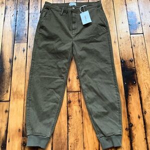 NWT Frame Men’s 33 Jogger Pants Army Green Elastic Hem LMJGR New Stretch Cuffed